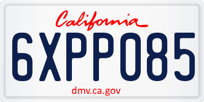 CA license plate 6XPP085