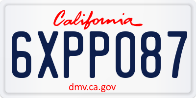 CA license plate 6XPP087