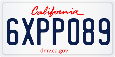 CA license plate 6XPP089