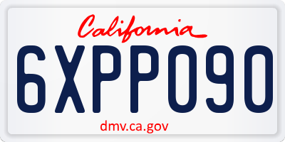 CA license plate 6XPP090