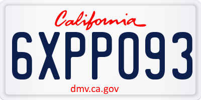 CA license plate 6XPP093