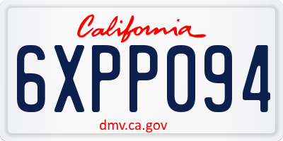 CA license plate 6XPP094