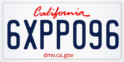 CA license plate 6XPP096