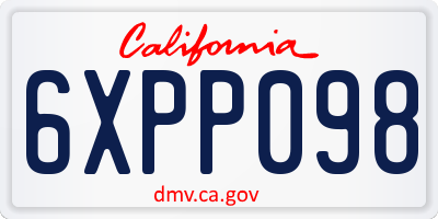CA license plate 6XPP098