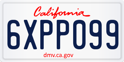 CA license plate 6XPP099