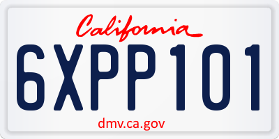 CA license plate 6XPP101