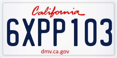 CA license plate 6XPP103