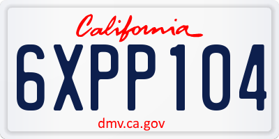 CA license plate 6XPP104