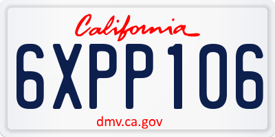 CA license plate 6XPP106