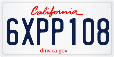 CA license plate 6XPP108