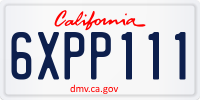 CA license plate 6XPP111