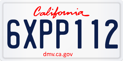 CA license plate 6XPP112