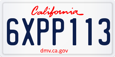 CA license plate 6XPP113