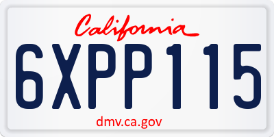 CA license plate 6XPP115