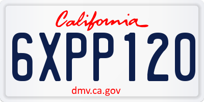 CA license plate 6XPP120