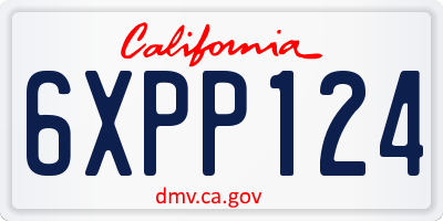 CA license plate 6XPP124