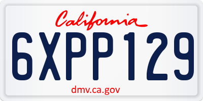 CA license plate 6XPP129