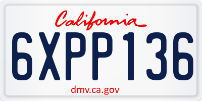 CA license plate 6XPP136