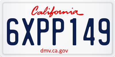 CA license plate 6XPP149