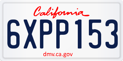 CA license plate 6XPP153