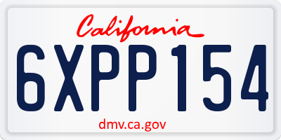 CA license plate 6XPP154