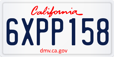 CA license plate 6XPP158