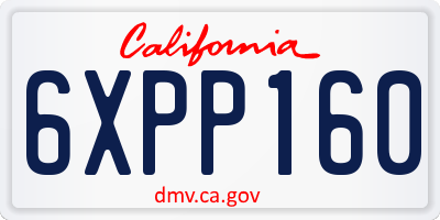 CA license plate 6XPP160
