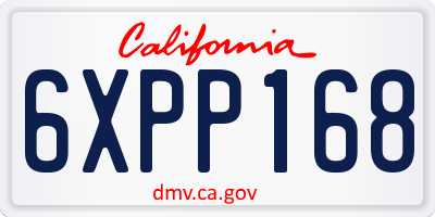 CA license plate 6XPP168