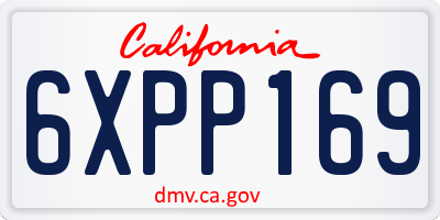 CA license plate 6XPP169