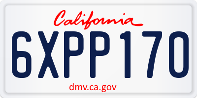CA license plate 6XPP170