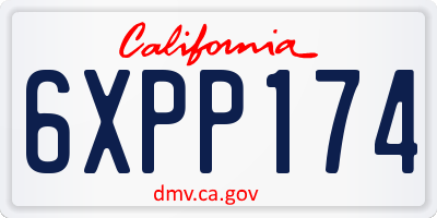 CA license plate 6XPP174