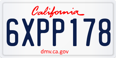 CA license plate 6XPP178