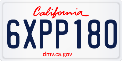 CA license plate 6XPP180