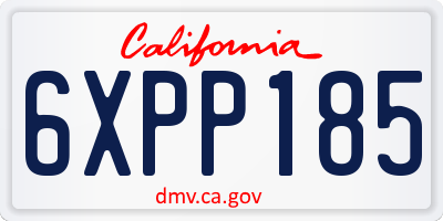 CA license plate 6XPP185