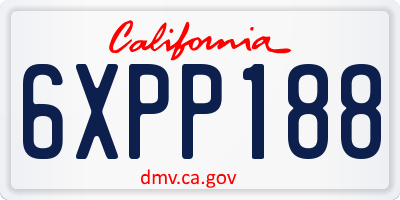 CA license plate 6XPP188