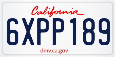 CA license plate 6XPP189