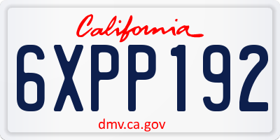 CA license plate 6XPP192