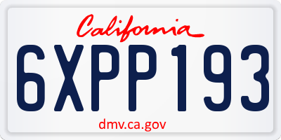 CA license plate 6XPP193