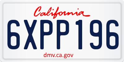 CA license plate 6XPP196
