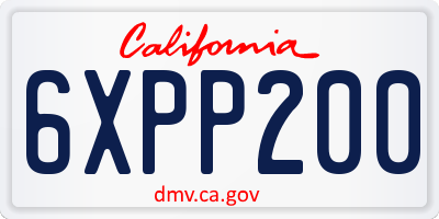 CA license plate 6XPP200