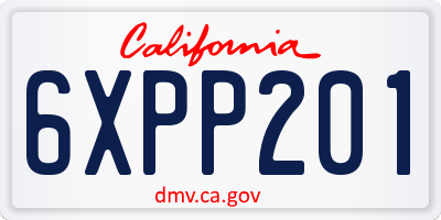 CA license plate 6XPP201
