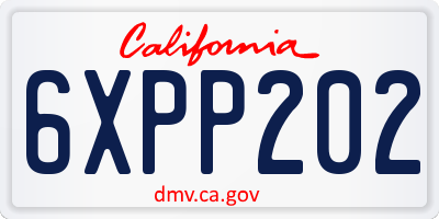CA license plate 6XPP202