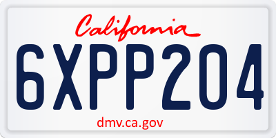 CA license plate 6XPP204