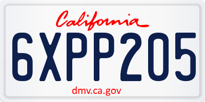 CA license plate 6XPP205