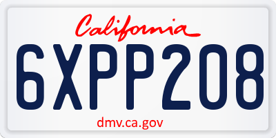 CA license plate 6XPP208
