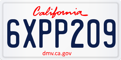 CA license plate 6XPP209