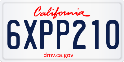 CA license plate 6XPP210