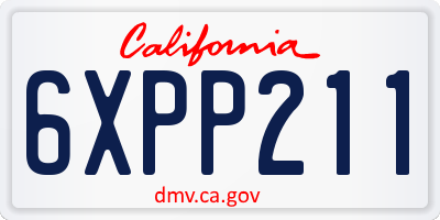 CA license plate 6XPP211