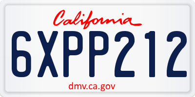 CA license plate 6XPP212