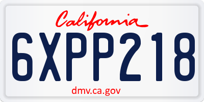 CA license plate 6XPP218